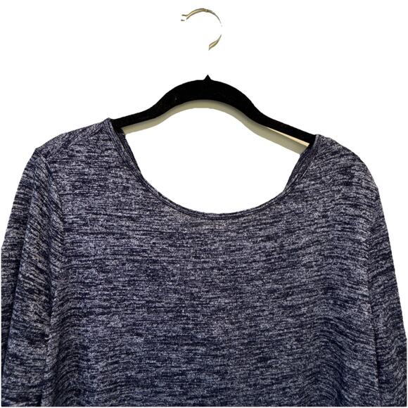 Gap Womens Criss Cross Back Long Sleeve Dyed Soft Top Navy Gray Mix Size Large - Picture 3 of 8
